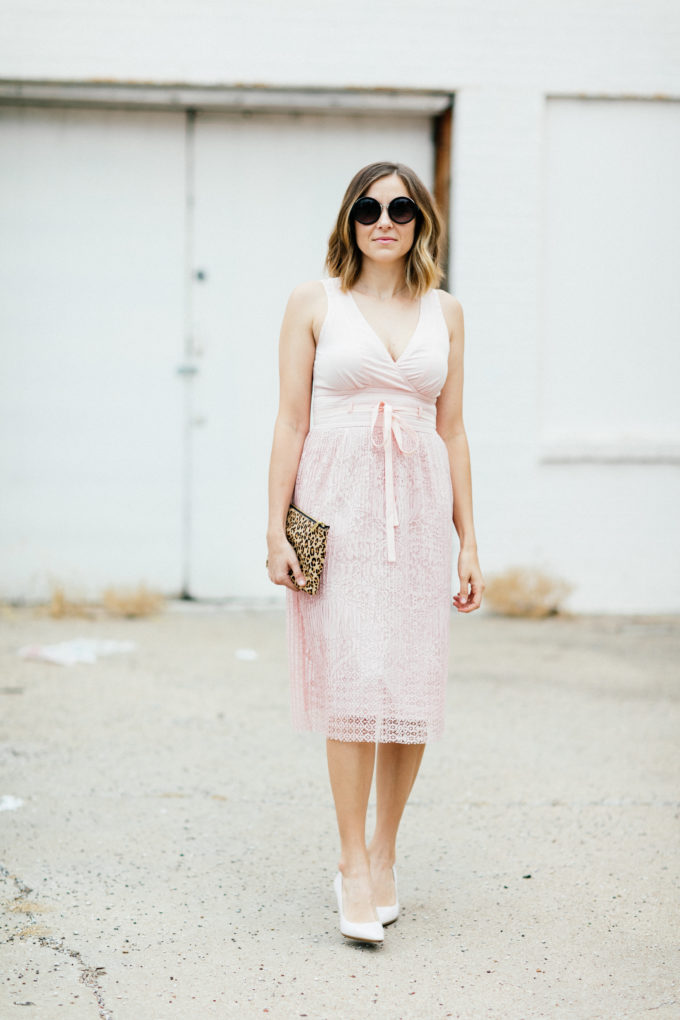 anthropologie pink lace dress