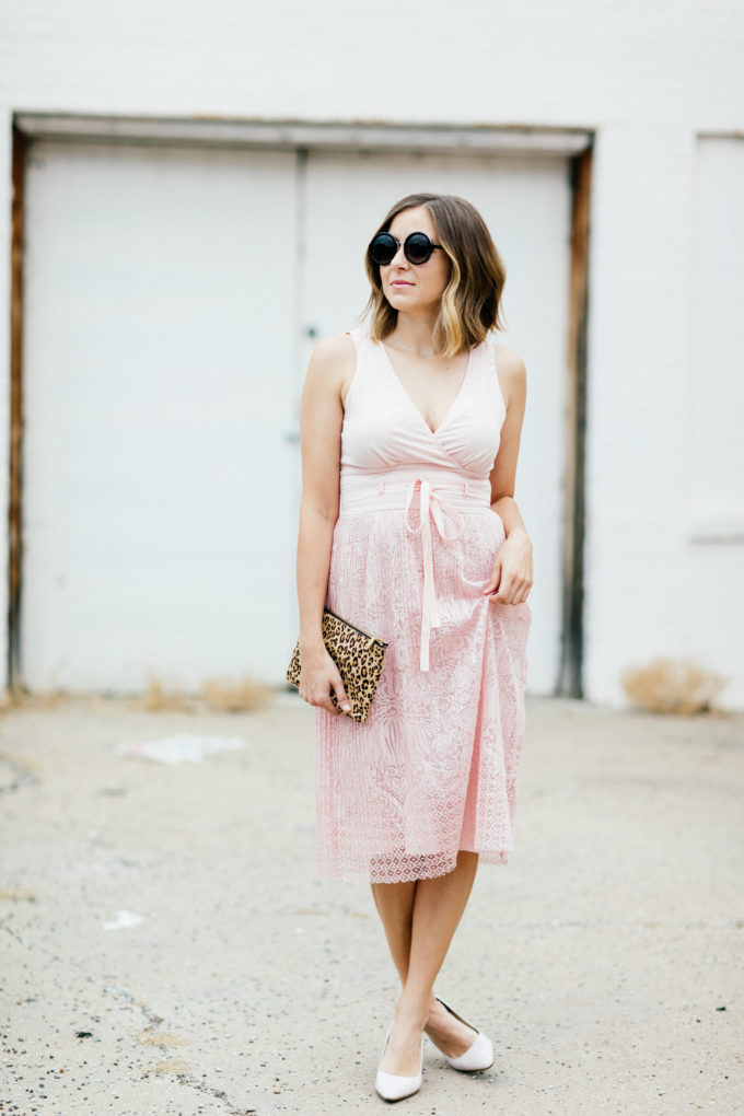 anthropologie pink lace dress