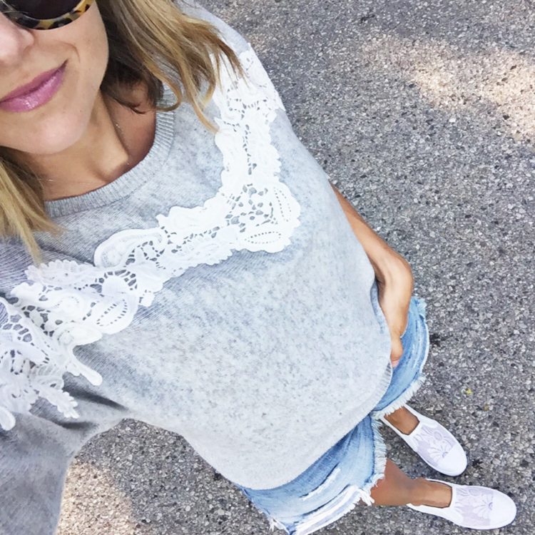 loft grey embroidered sweater