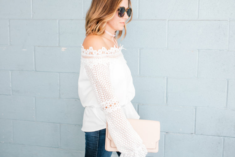 lace white off the shoulder top