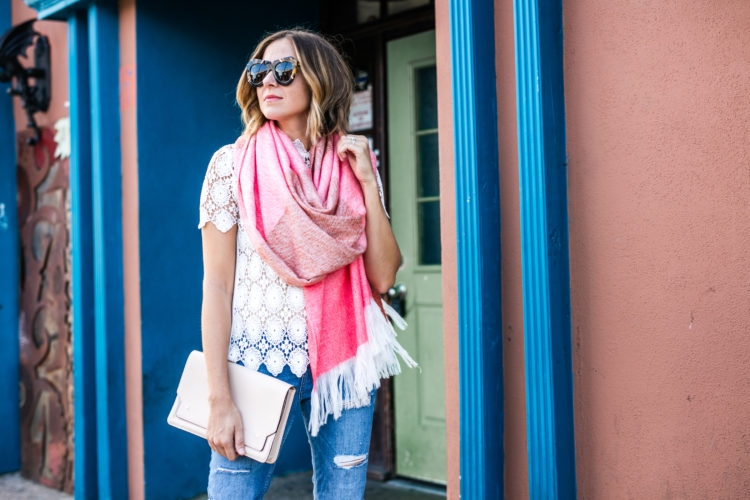 pink block scarf