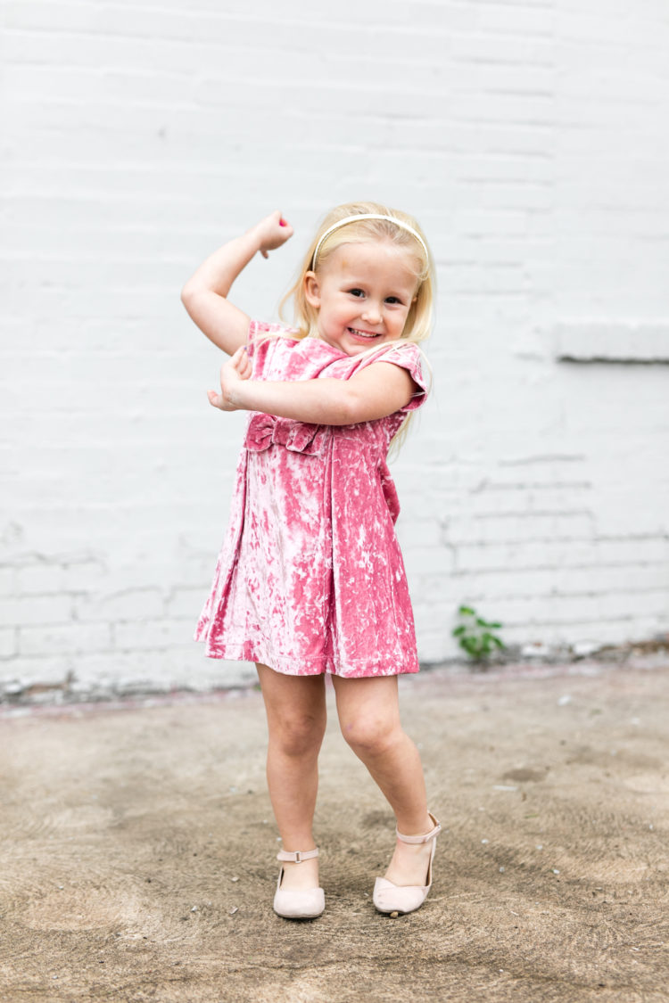 pink velvet toddler dress