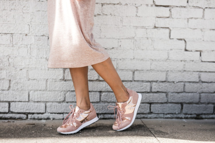 pink and gold sneakers