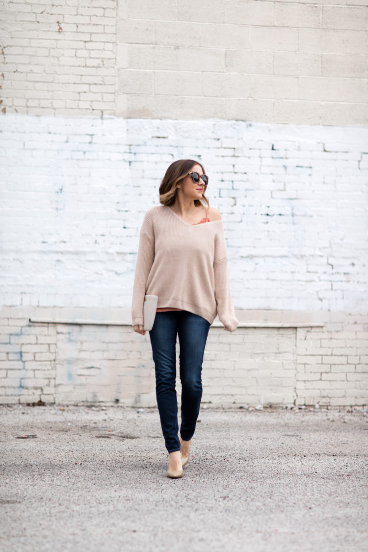 Layer a silk cami under an oversized sweater for a feminine touch!
