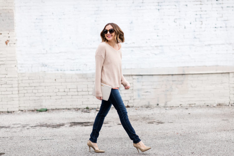 Layer a silk cami under an oversized sweater for a feminine touch!