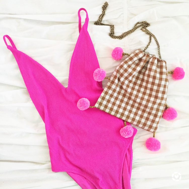 pink one piece bathing suit