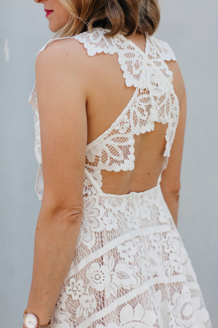 cross back lace dress