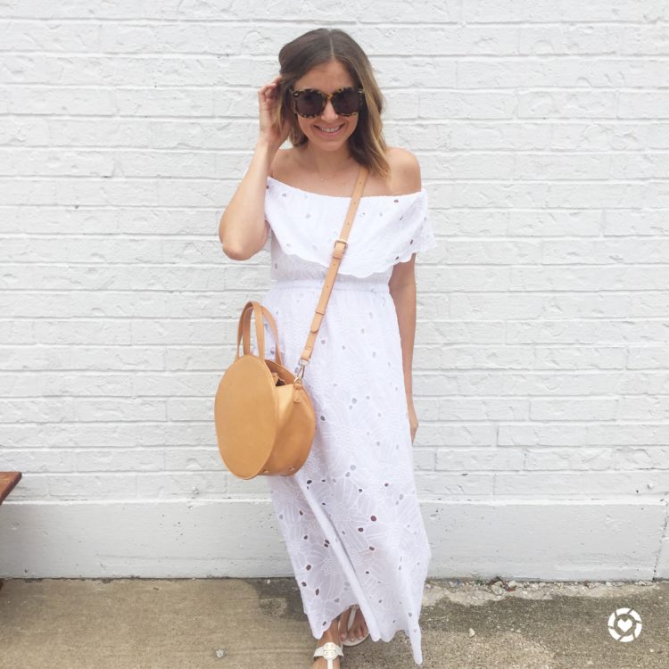 Take your white summer maxi dress into Fall by adding a denim jacket or cute pair of booties!