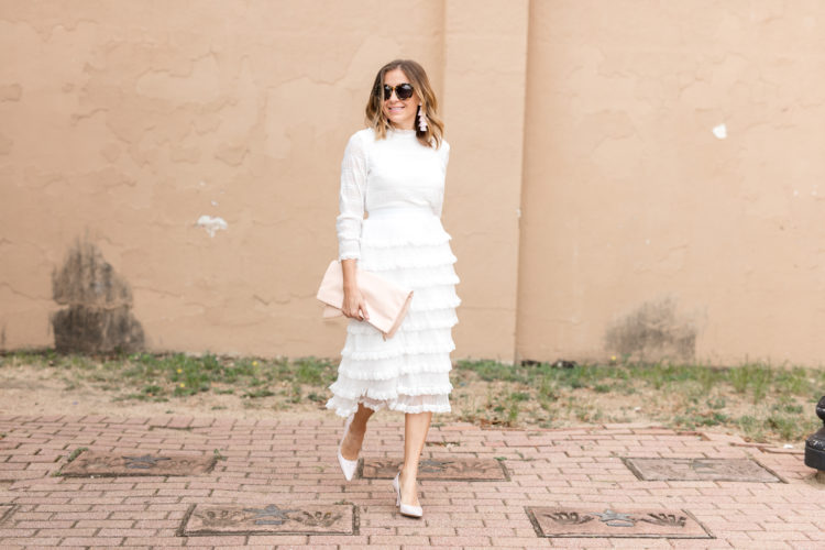 Stand out this winter in a winter white tiered dress that's both flattering and affordable!