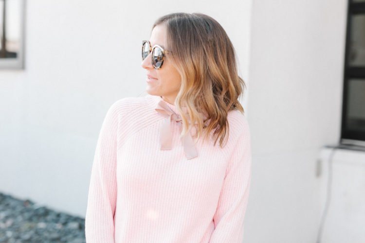 The most flattering pink sweater for the holidays and the best tips for self-care for the holiday season!