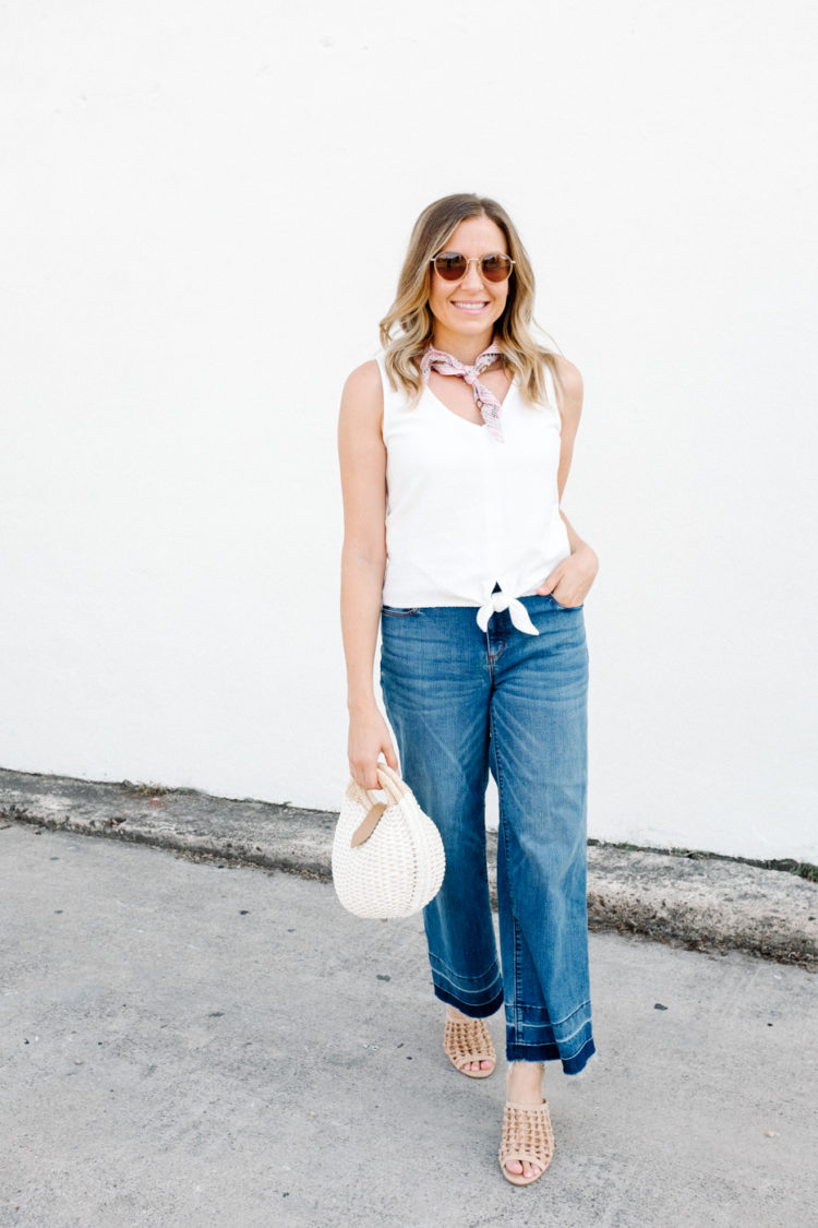 madewell white tie front top