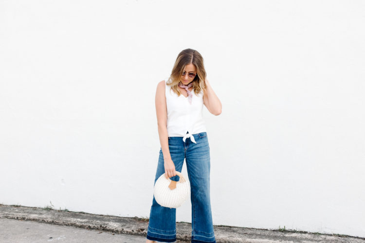 madewell white tie front top