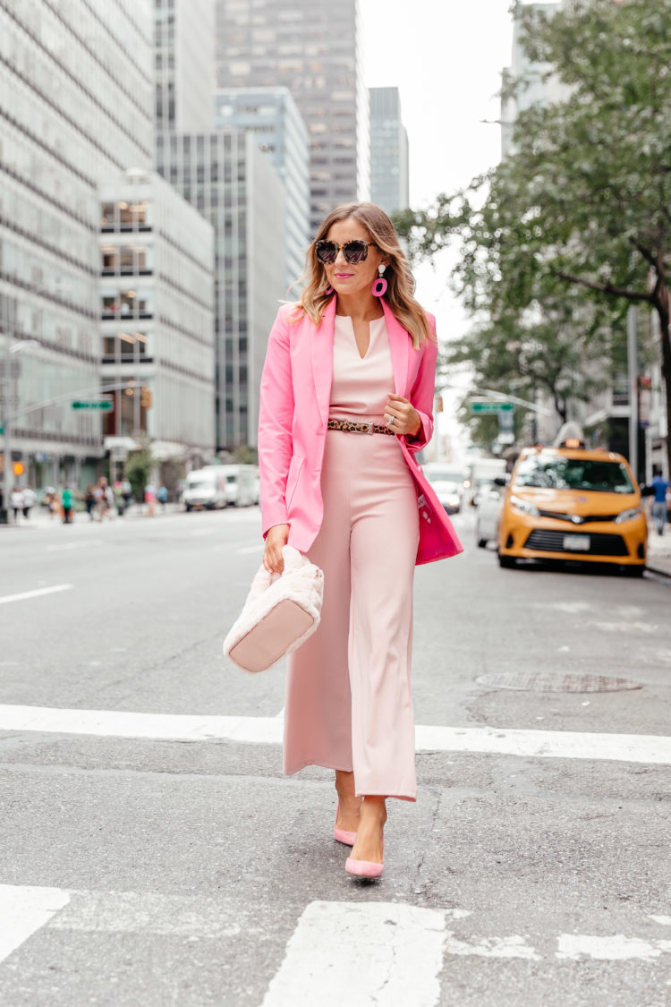 women wide leg pink jumpsuit