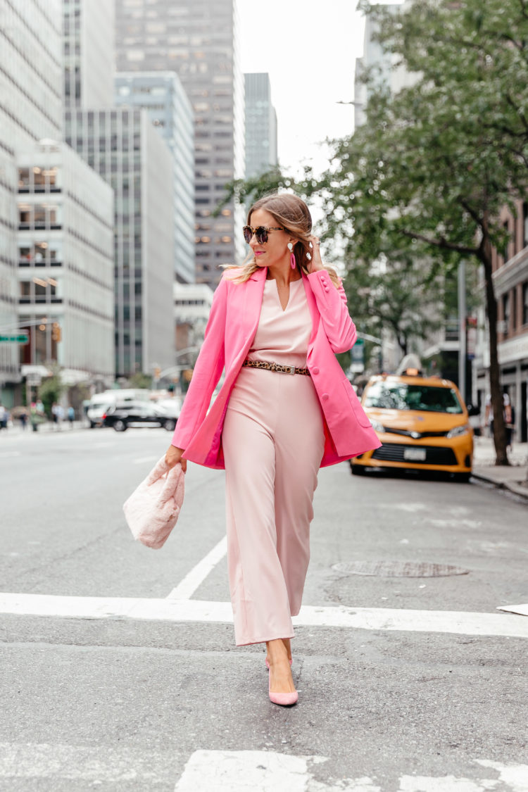 women wide leg pink jumpsuit