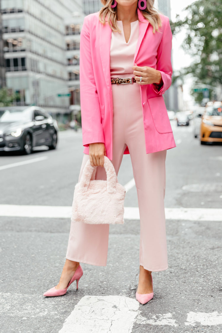 women wide leg pink jumpsuit