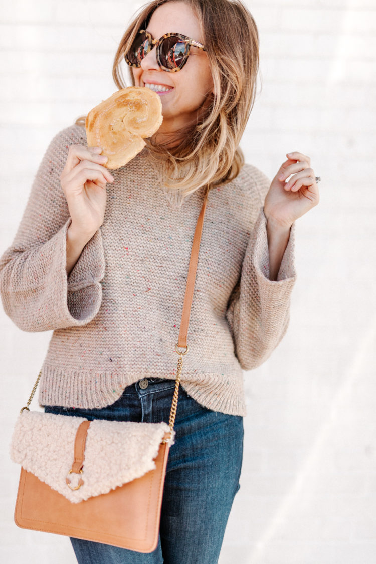 neutral wide sleeve pullover sweater