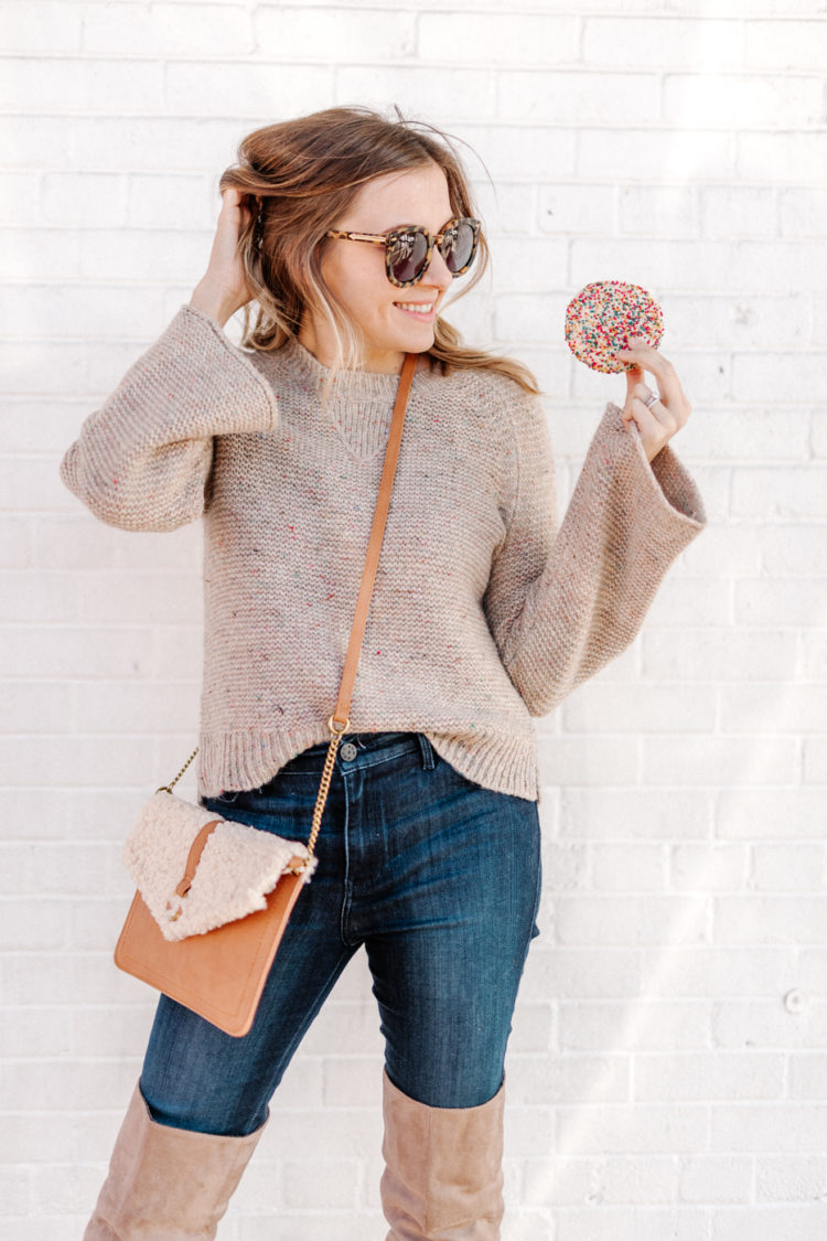neutral wide sleeve pullover sweater