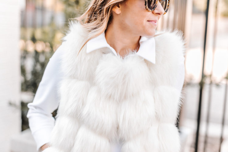 winter white faux fur vest