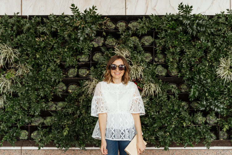 embroidered white bell sleeve top