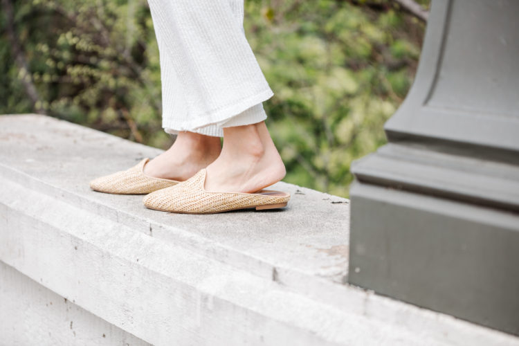 target nude woven backless mules