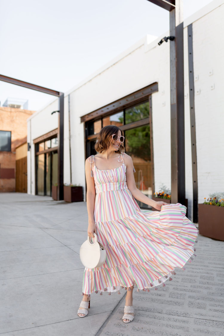 chicwish rainbow stripes maxi dress