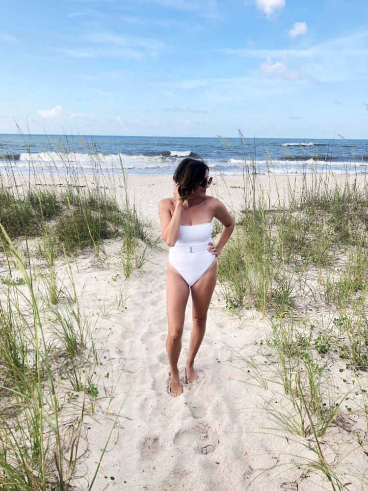 abercrombie white belted one piece