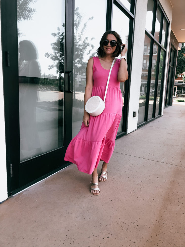 women fashion pink maxi dress
