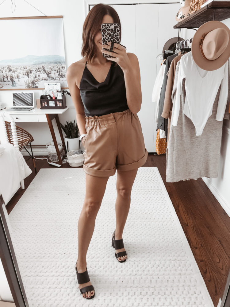 abercrombie faux leather shorts